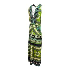 Hale Bob Green Aztec Tribal Halter Maxi Dress Size Medium Boho Festival Vacation